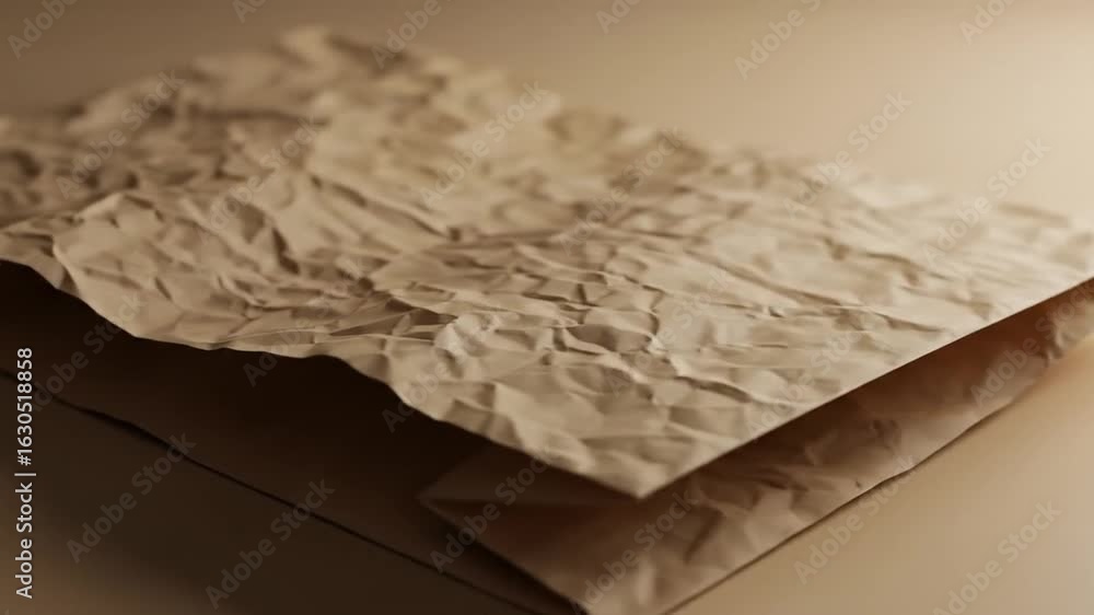 Poster neutral toned crumpled paper texture with shadows abstract background perfect for mockups or layerin