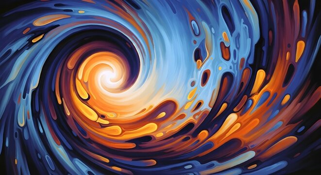 Vibrant Abstract Vortex Painting with Energetic Swirling Brushstrokes and Cosmic Color Burst