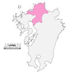 日本地図 九州 福岡県 県境無し 03