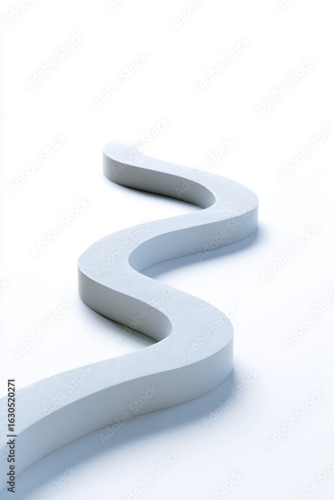 Poster a minimalist abstract design of an ascending path not stairs, isolated on a pure white background. s
