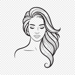 girl face silhouette vector. woman hair silhouette