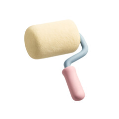 3d rendered paint roller tool isolated on transparent background