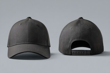 Front and back view of a dark gray baseball cap (1)