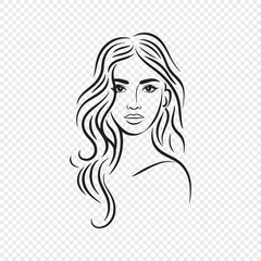 woman with long hair. hair icon vector