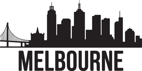 Fototapeta premium Melbourne City Skyline Silhouette