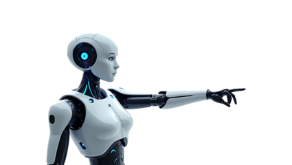 blue screen robot cyborg,
Isolated Humanoid Robot with AI – 3D Render of Futuristic Cyborg Pointing