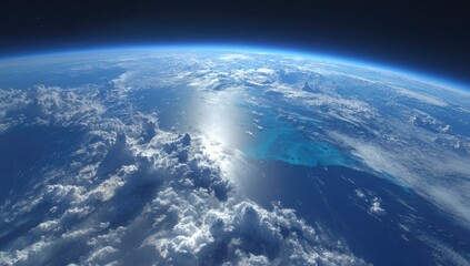 Fototapeta premium Earth from space, dramatic clouds, ocean, atmosphere