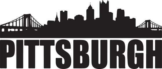 Fototapeta premium Pittsburgh City Skyline Silhouette