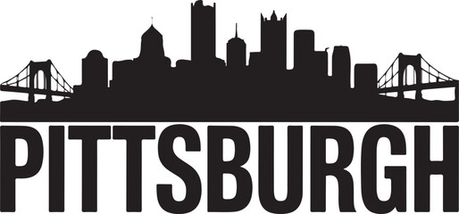 Fototapeta premium Pittsburgh City Skyline Silhouette