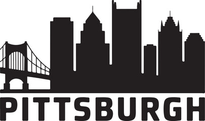 Obraz premium Pittsburgh City Skyline Silhouette
