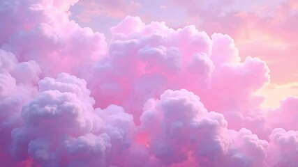 Dreamy pink clouds drift across a soft pastel sky creating a serene and ethereal atmosphere - Powered by Adobe