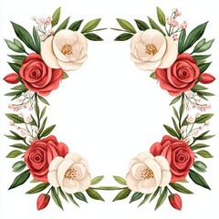 Elegant Floral Frame with Roses and Peonies for Design