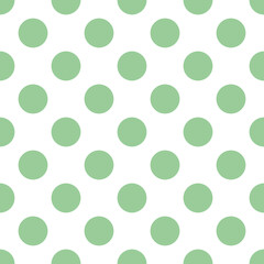 Seamless vector pattern with green polka dots on white background. For web design, desktop wallpaper, card, invitation, wedding, baby shower, album, background, art, decoration