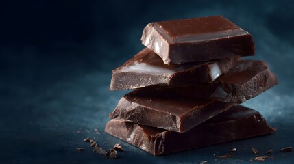 Stacked dark chocolate squares