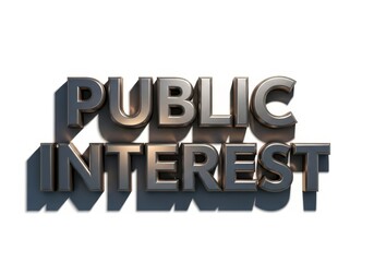 Public Interest 3D Metallic Text with Shadow