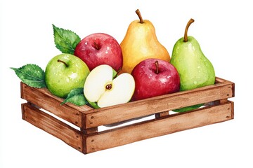 Fresh and Colorful Fruits in Wooden Crate Display