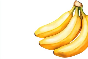 Fresh Yellow Bananas on White Background for Healthy Eating