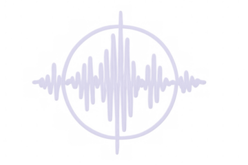 Purple sound wave vibrating inside a circle, creating a dynamic audio visualization on a transparent background