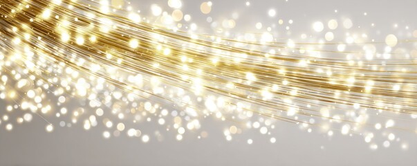 Abstract gold light streaks on a gray background