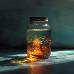 glass of water with bottle