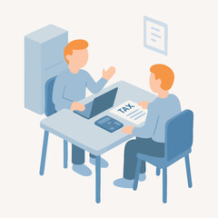 Isometric Style Illustration Tax Consultation Meeting Financial Advisor Business Concept