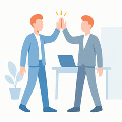 Modern Flat Illustration Two Business Man Doing High Five Gestures Illustration