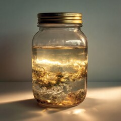 glass jar on a black background