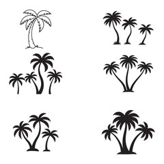 Fototapeta premium Palm tree silhouette vector set