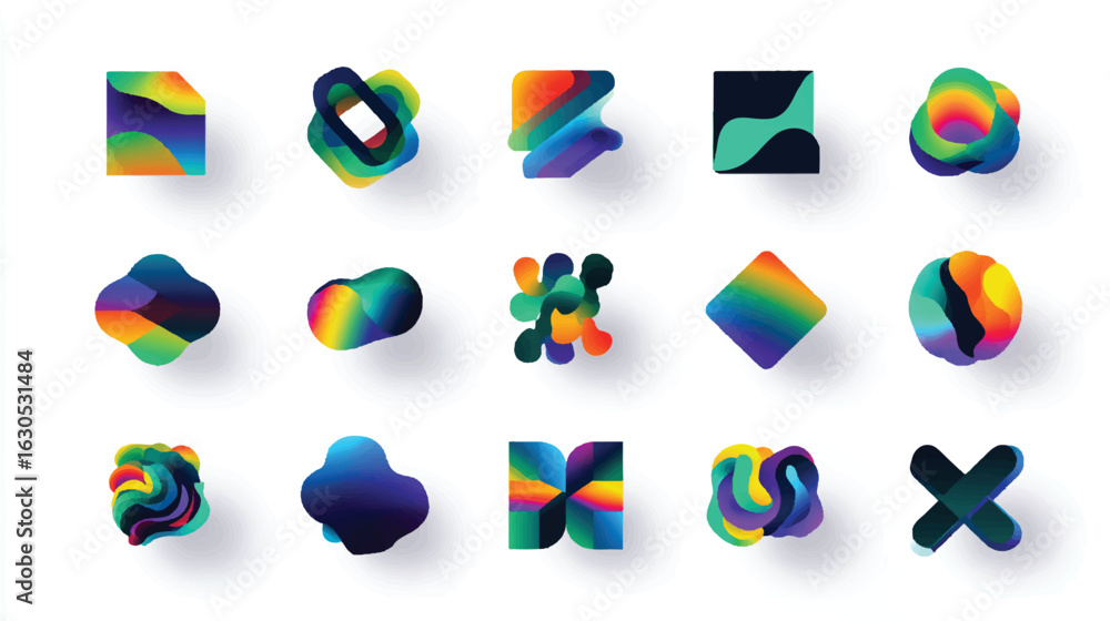Poster abstract gradient shapes on white background modern design elements graphic resource creative illust