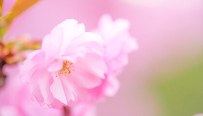 Fototapeta premium Soft focus close-up of delicate pink blossoms, blurred background
