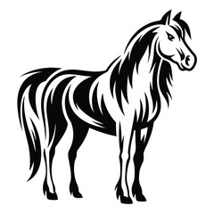 Obraz premium Majestic Standing Horse Silhouette Vector Illustration