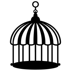 Hanging Birdcage Art – Metal Line Vector Design