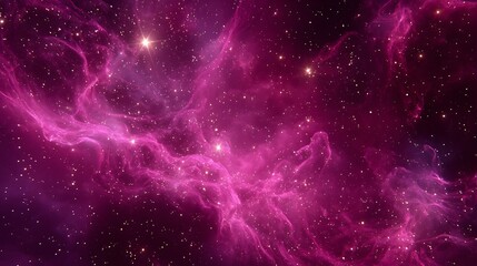 Fototapeta premium Luminous magenta nebula with sparkling stars space cosmic