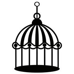 Hanging Birdcage Art – Metal Line Vector Design