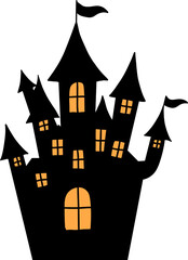 Halloween background with house, Halloween night background, Haunted House Under Full Moon Night.