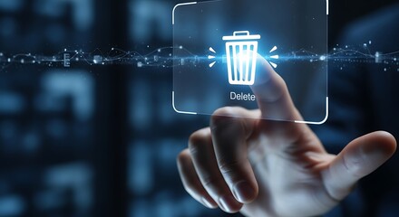 Finger Touching Digital Delete Button on Screen

