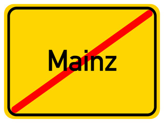 Illustration of a city exit sign for the city of Mainz