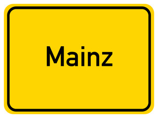Illustration of a city entrance sign for the city of Mainz
