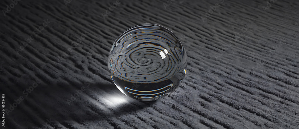 Poster navigating complexity a clear ball reflects the image of a maze it symbolizes problem solving