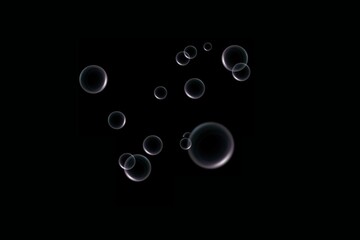 Shiny Bubble Texture for Graphic Design Projects, Crystal Clear Floating Bubbles Isolated