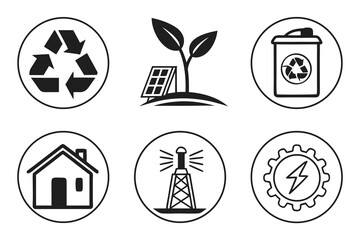 Ecofriendly icons for sustainability and energy.