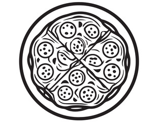 Classic pizza slice icon in elegant 2D vector