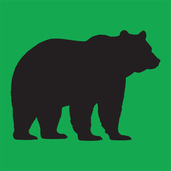 Fototapeta premium Dramatic Silhouette of a Majestic Bear against a Vibrant Green Background Capturing Natures Beauty and Powerful Presence