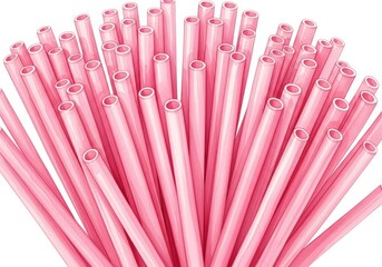 Pink Straws Bulk Wholesale Eco-Friendly Party Supplies - A vibrant bunch of pink straws, symbolizing eco-consciousness, festive celebrations, refreshment, summer fun, and responsible consumption