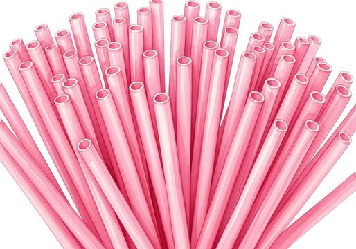 Pink Straws Bulk Wholesale Eco-Friendly Party Supplies - A vibrant bunch of pink straws, symbolizing eco-consciousness, festive celebrations, refreshment, summer fun, and responsible consumption
