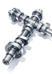 Precision Steel Engine Camshafts - High-quality of a pair of steel engine camshafts, showcasing precision engineering, power, performance, and industrial design.