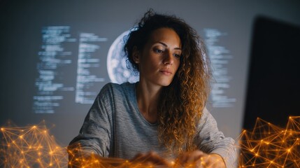 trader woman working with decentralized finance technology  new alternative financial concept no logos no brands ar 169