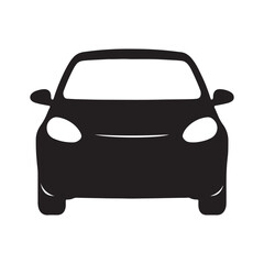 Silhouette of a compact city car front view