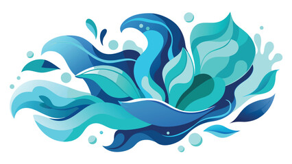 Blue and green abstract design on a white backdrop, showcasing fluid shapes and a modern artistic style..eps