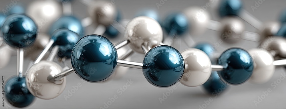 Poster close-up view of a turquoise dna model highlighting the double helix structure with a blurred backgr